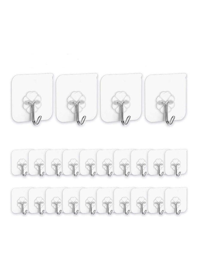 24 Piece Wall Hooks Clear/Silver 120grams - Image 1